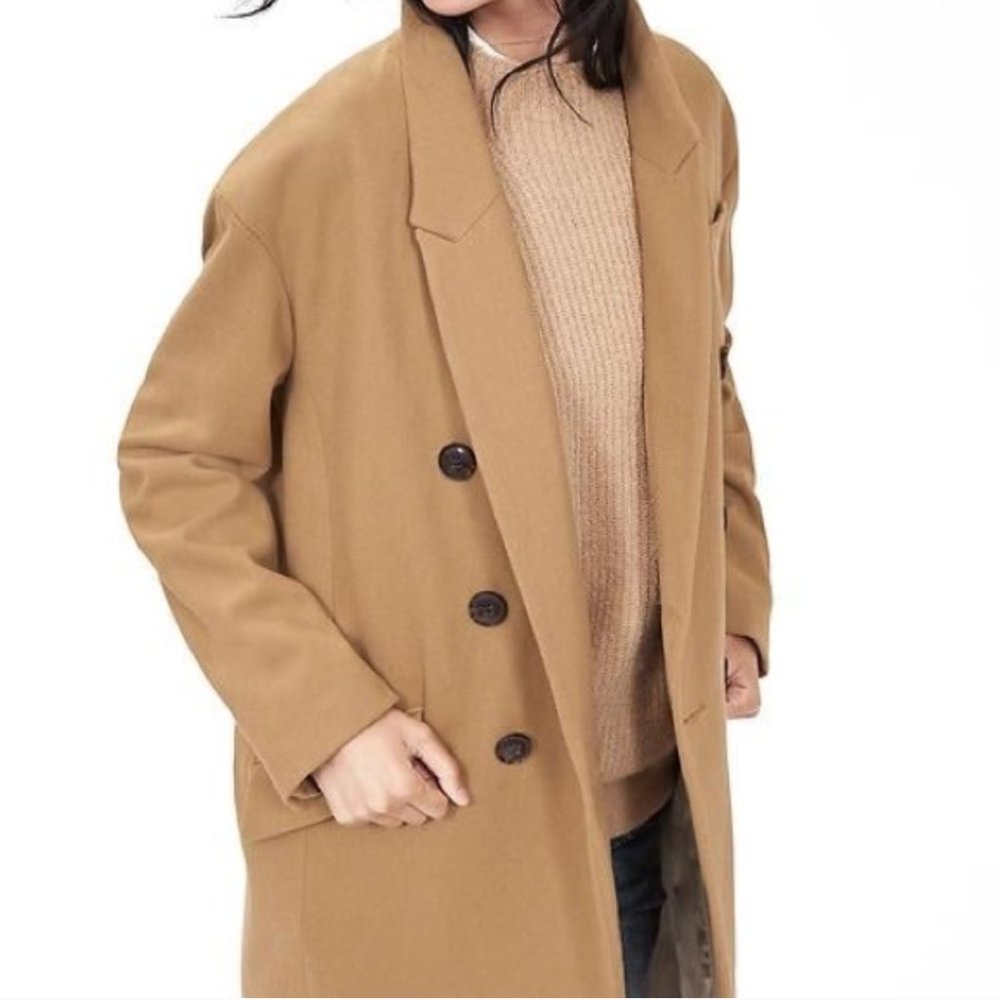 Camel Double Breasted Wool Coat